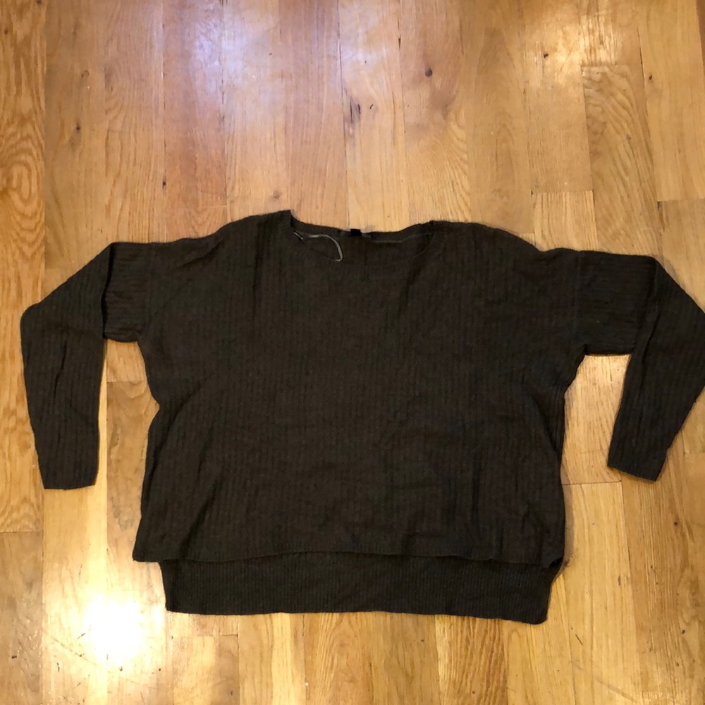 Topshop Olive Green Ribbed Scoop Neck Sweater